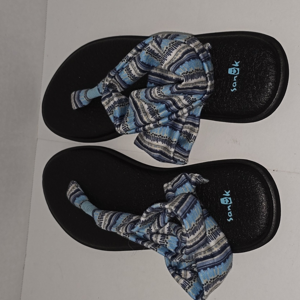 Sanuk Women's Yoga Sling 2 Print Vintage Sandal Blue Topaz Island Stripe Size 9 - Picture 5 of 16